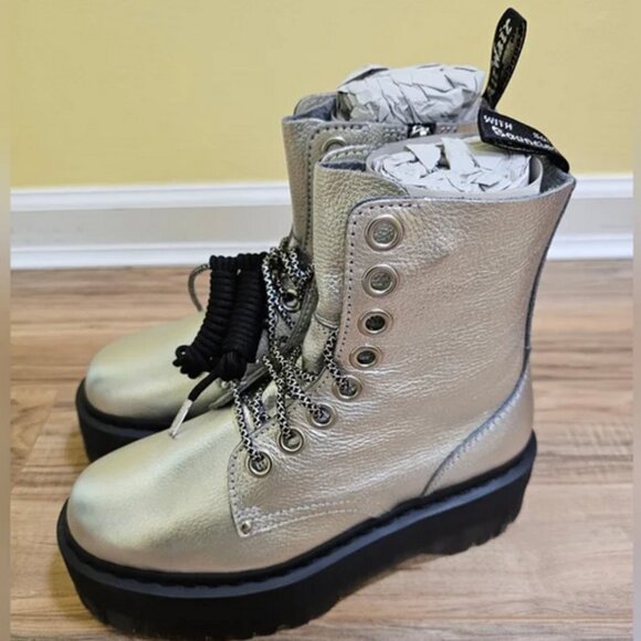 RARE Dr. Martens Jadon Max Boot Metallic Leather Platforms Brand New in … - Picture 11 of 14
